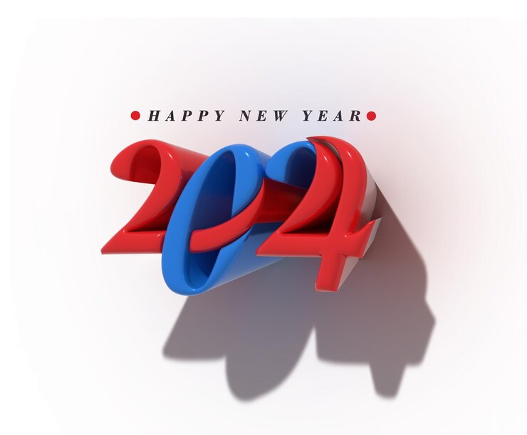 PSD Gratis huruf tahun baru dengan tipografi transparan psd 2024
