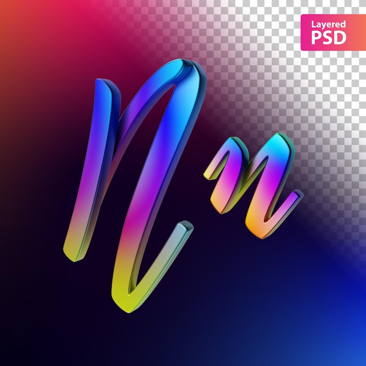PSD Gratis huruf warna pelangi kaligrafi 3d