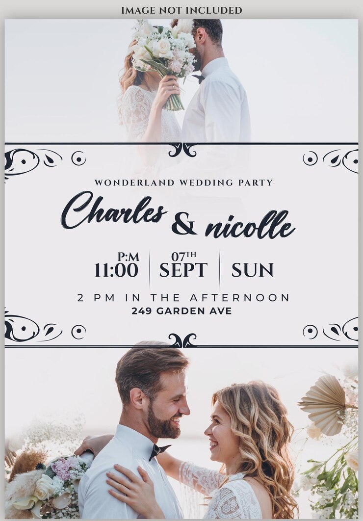 Gratis PSD huwelijksuitnodiging template