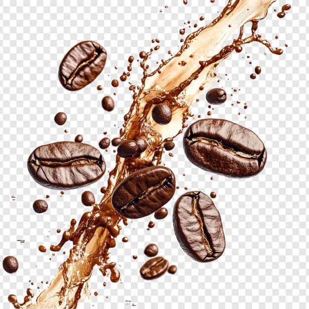 I chicchi di caffè spruzzano un'esplosione di energia aromatica