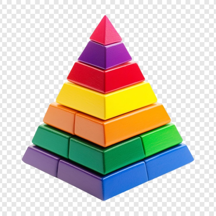 PSD gratuito i colorati blocchi da giocattolo di piramide di legno impilati in alto