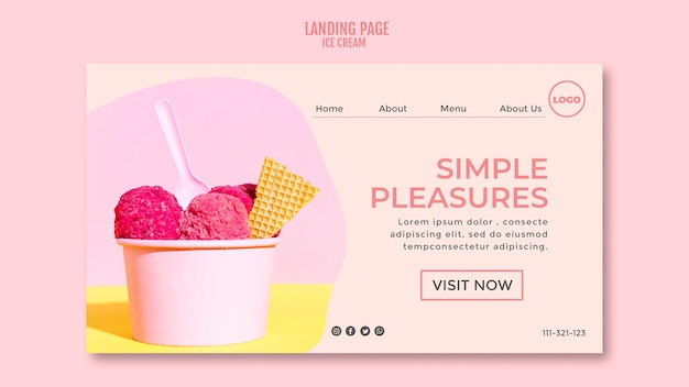 Gratis PSD ice cream cup-bestemmingspagina