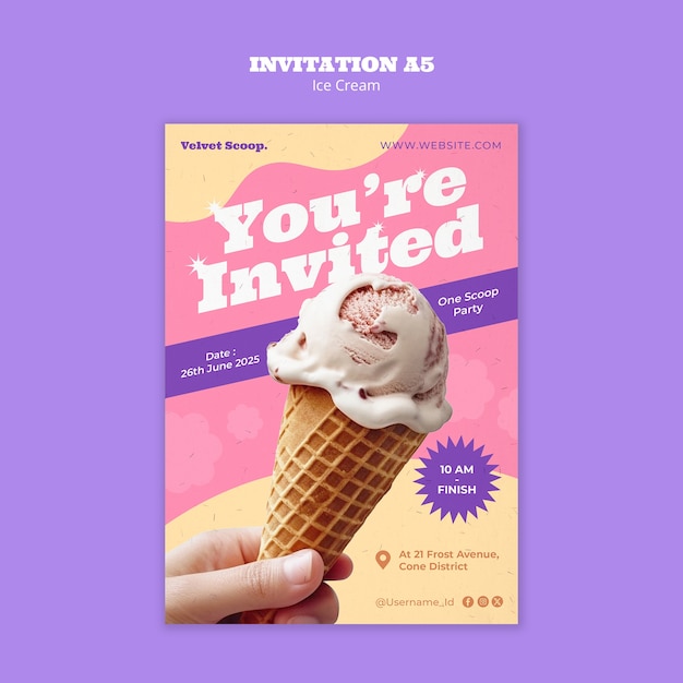 Ice cream party invitation flyer
