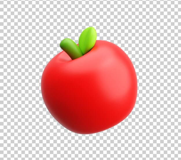 Icon 3D de manzana roja para la educación escolar o el concepto de comida saludable