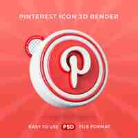 Gratis PSD icon van het logo geïsoleerd 3d-renderingsillustratie van pinterest