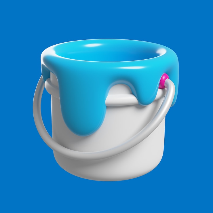 PSD gratuito icona 3d con secchio di inchiostro