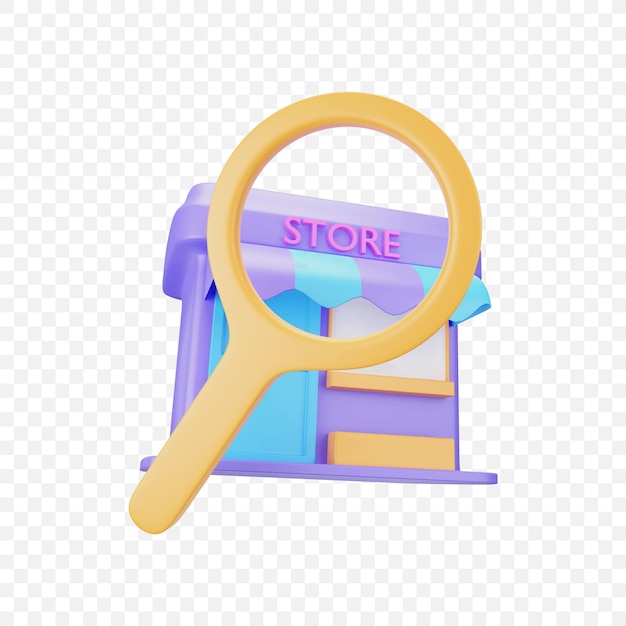 Icona del negozio online isolato rendering 3d illustrazione
