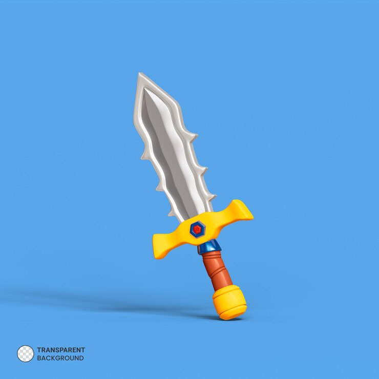 PSD gratuito icona della risorsa del gioco della spada magica illustrazione di rendering 3d isolata