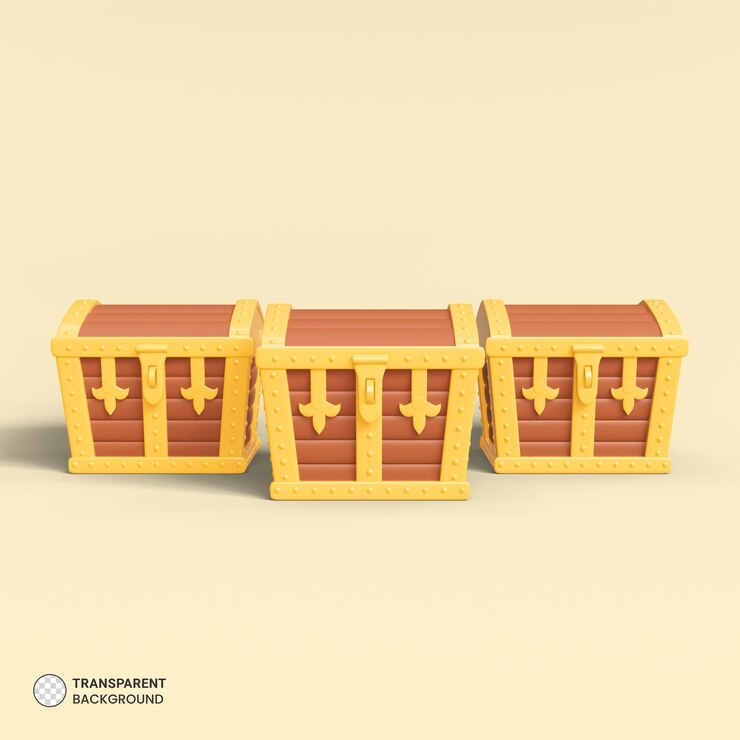 PSD gratuito icona della risorsa di gioco del forziere del tesoro illustrazione di rendering 3d isolato