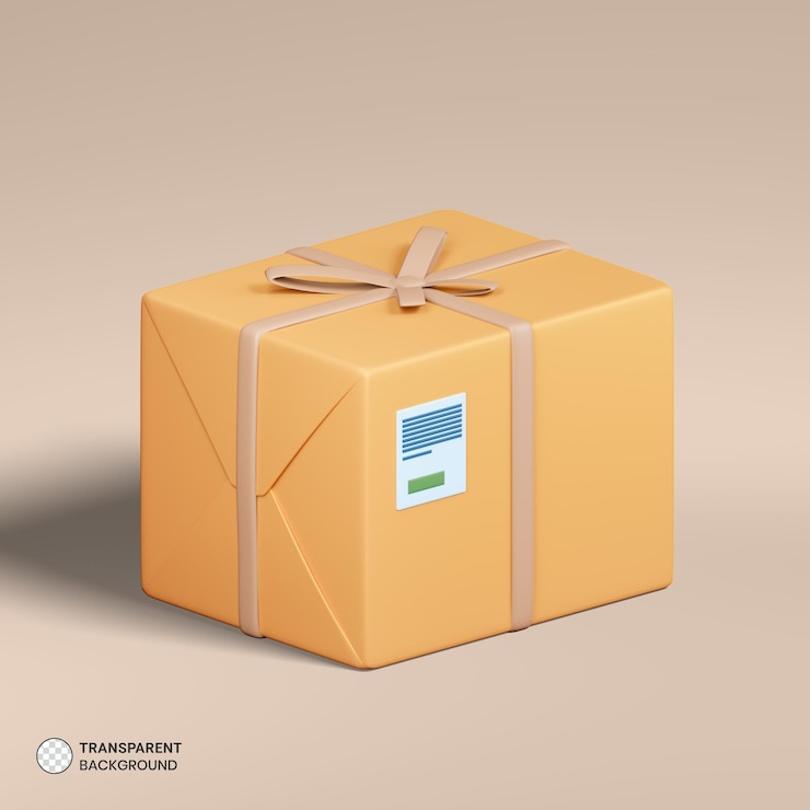 PSD gratuito icona della scatola di consegna del pacco di carta illustrazione di rendering 3d isolata