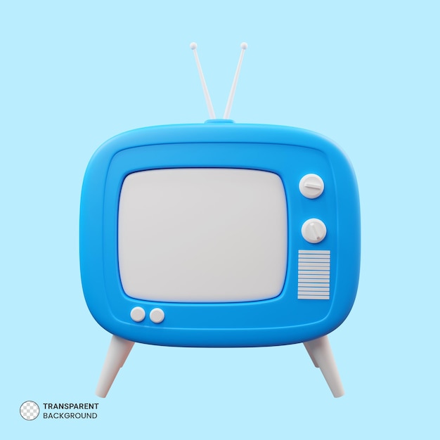 Icona della televisione CRT retrò Illustrazione di rendering 3d isolata