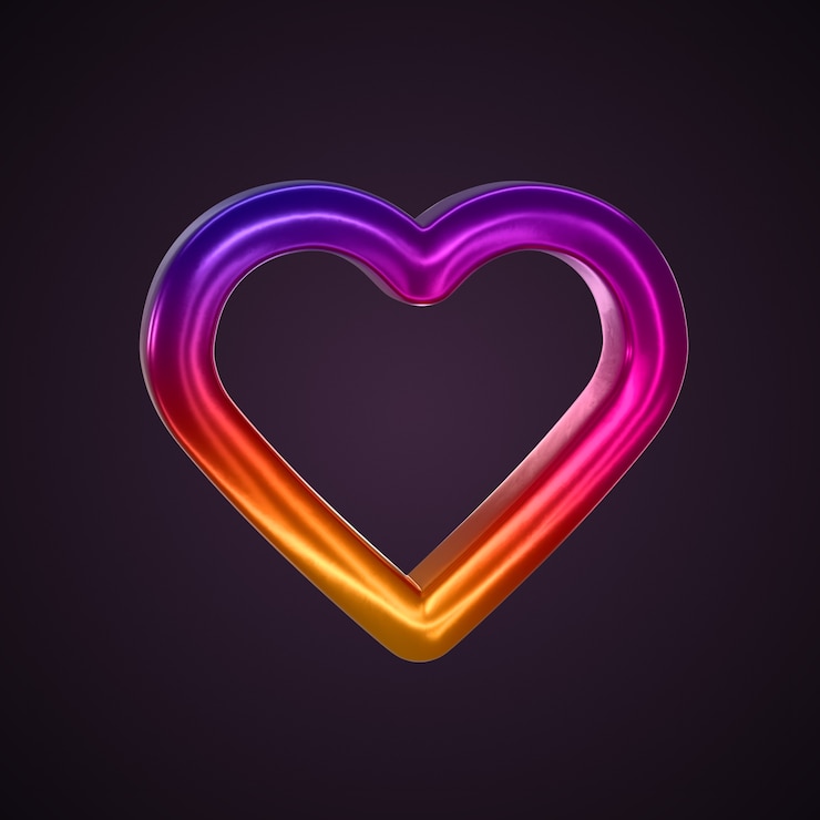 PSD gratuito icona di cuore 3d con colori di gradiente