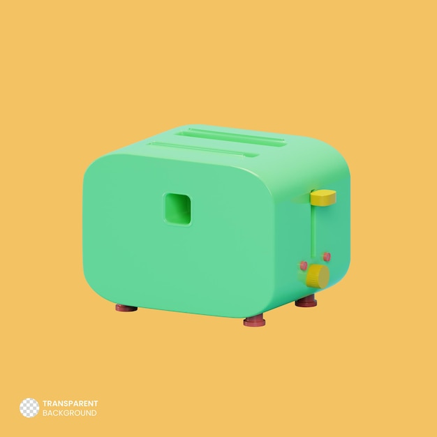 Icona di elettrodomestici da cucina tostapane elettrico Illustrazione di rendering 3d isolato
