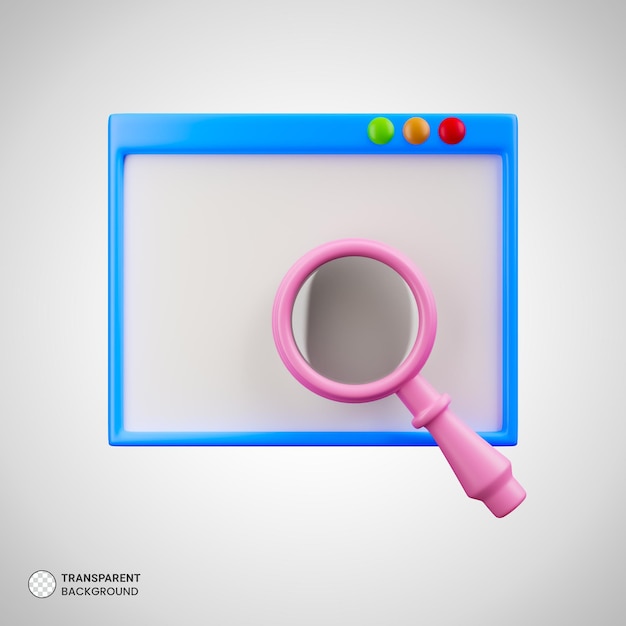 Icona di ricerca dell'interfaccia utente Web Illustrazione di rendering 3d isolata
