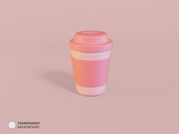 Icona di tazza di succo e paglia Illustrazione di rendering 3d isolato