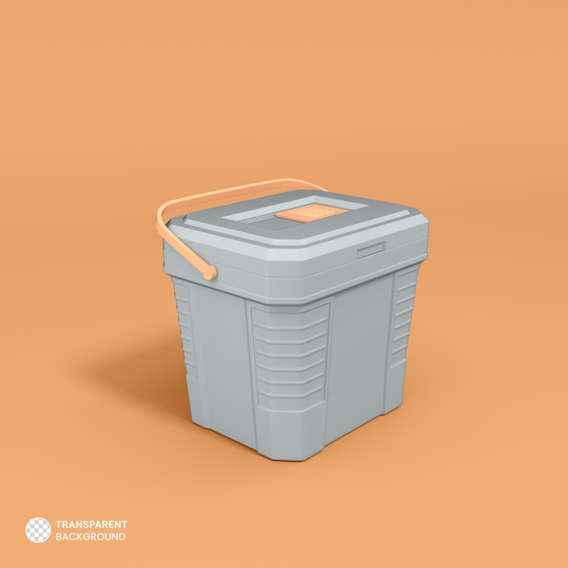 Icona isolata della scatola di conservazione frigorifera del dispositivo di raffreddamento del ghiaccio in plastica 3d rendering