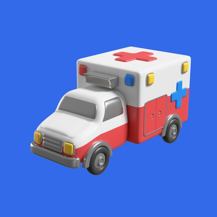 PSD gratuito icona sanitaria 3d con ambulanza