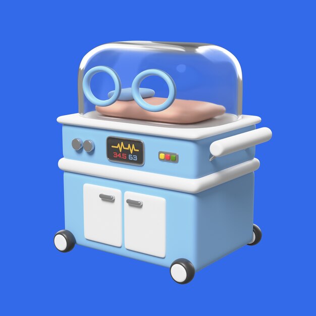 Icona sanitaria 3D con incubatrice