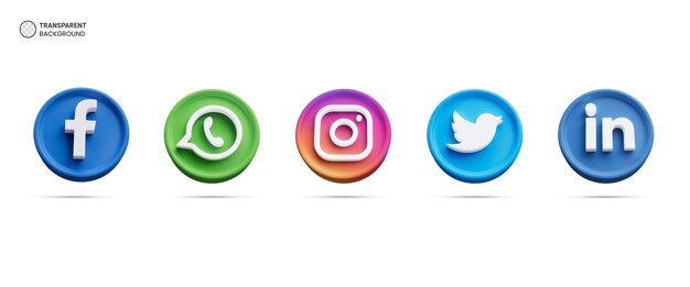 Iconen van sociale media-logo's geïsoleerd 3D-rendering illustratie