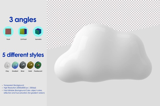 Icones de nubes en 3D