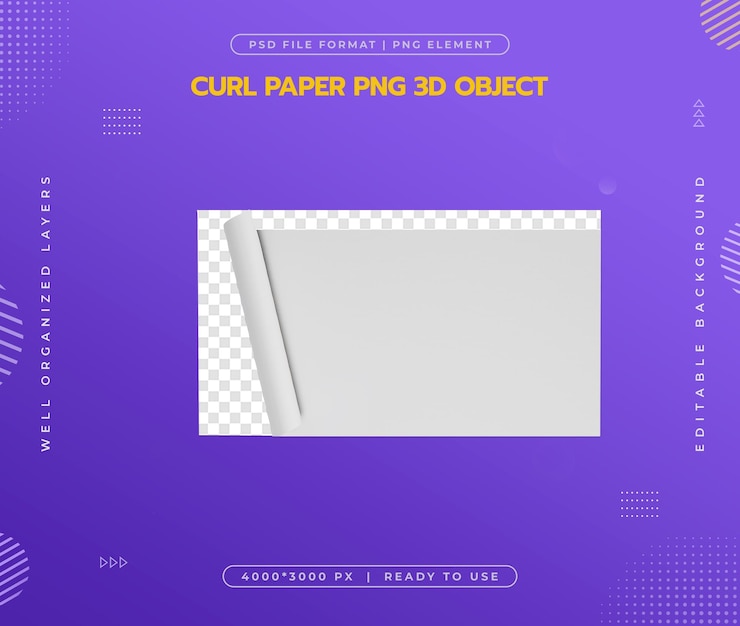 PSD gratuito iconica di angolo arrotolato di carta isolata illustrazione di rendering 3d
