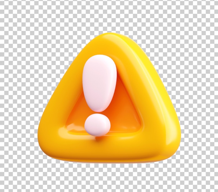 PSD gratuito iconica di avvertimento gialla 3d con segno di esclamazione isolato