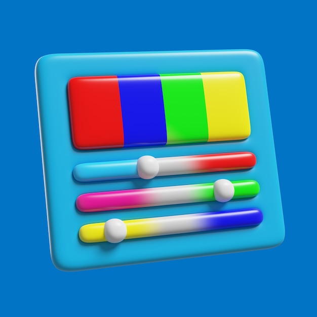 PSD gratuito icono 3d con ajustador de color.