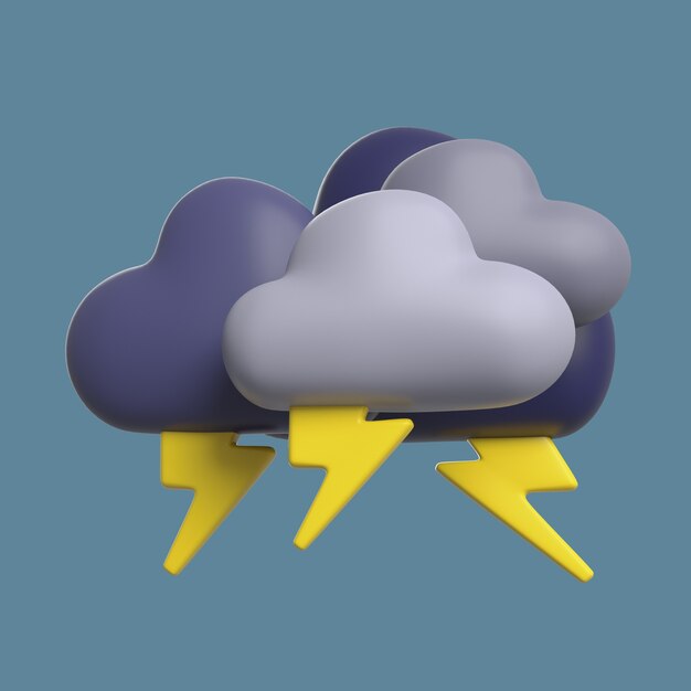icono 3d para las condiciones meteorológicas con tormenta