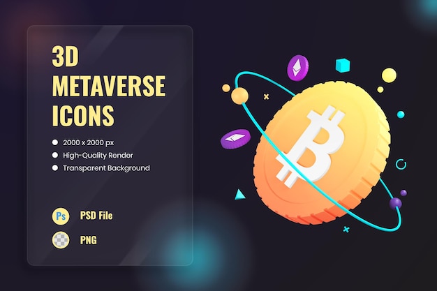 PSD gratuito icono 3d ilustración bitcoin cryptocurrency dinero digital compra de moneda