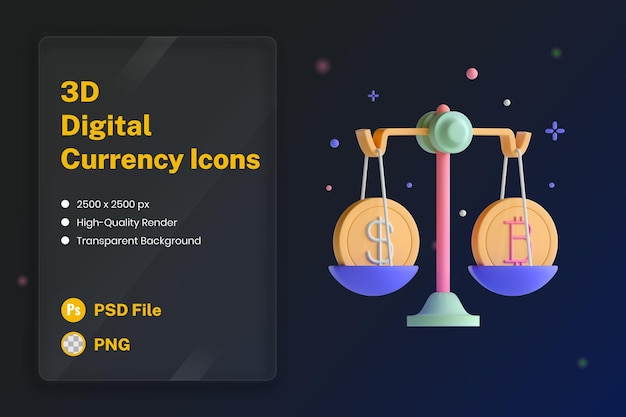 Icono 3D Ilustración Criptomoneda Moneda Estable Digital
