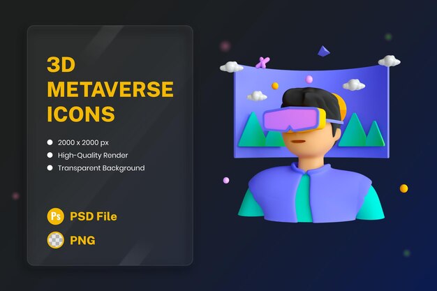 Icono 3D Ilustración Gafas de Realidad Virtual VR