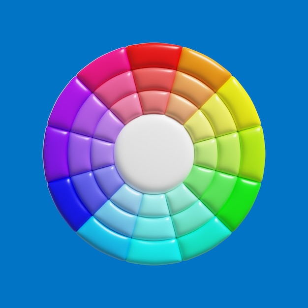 Icono 3D con rueda de colores.