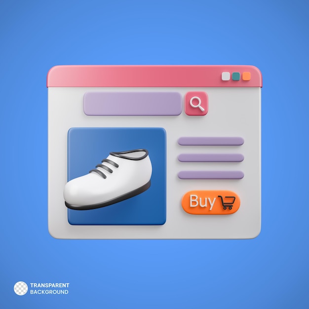 Icono de la aplicación de compras en línea aislado 3d render ilustración