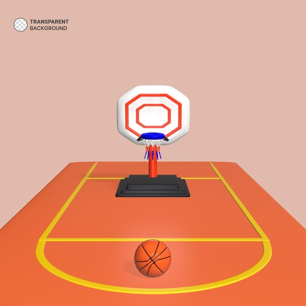 Icono de aro de baloncesto aislado 3d render ilustración