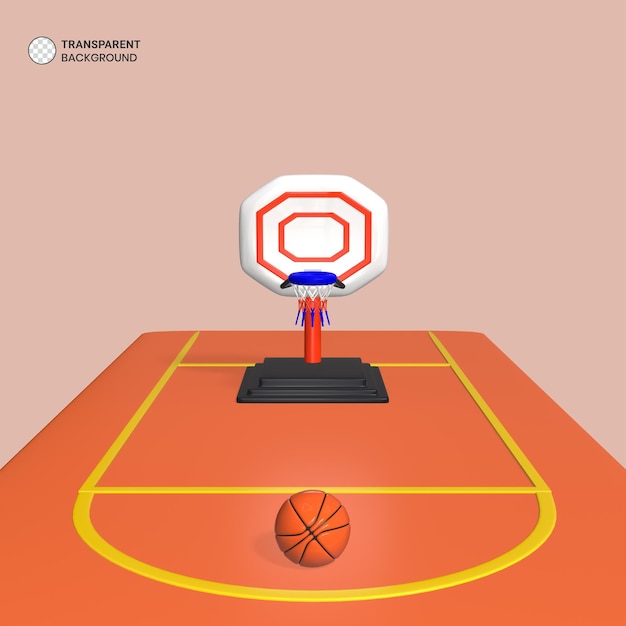 Icono de aro de baloncesto aislado 3d render ilustración