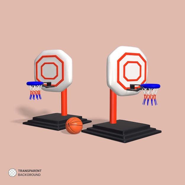 Icono de aro de baloncesto aislado 3d render ilustración