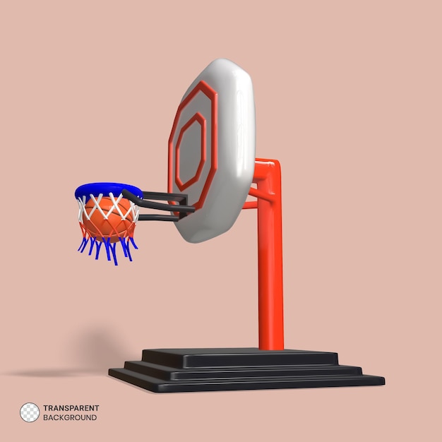 Icono de aro de baloncesto aislado 3d render ilustración