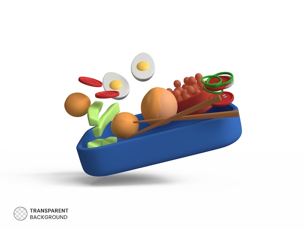 PSD gratuito icono de artículo de comida asiática ilustración de procesamiento 3d aislado