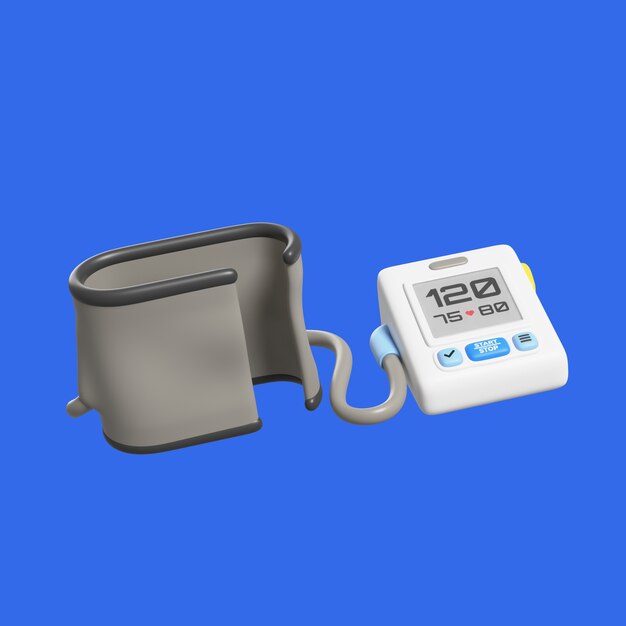 Icono de atención sanitaria 3D con tensiómetro