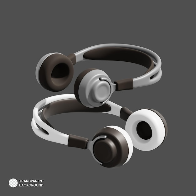 Icono de auriculares aislado 3d render ilustración