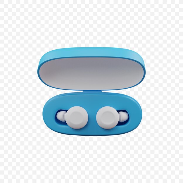 El icono de los auriculares inalámbricos TWS Ilustración de renderización 3D aislada