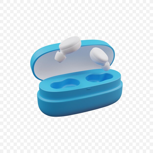 Icono de auriculares TWS inalámbricos Ilustración de procesamiento 3d aislado