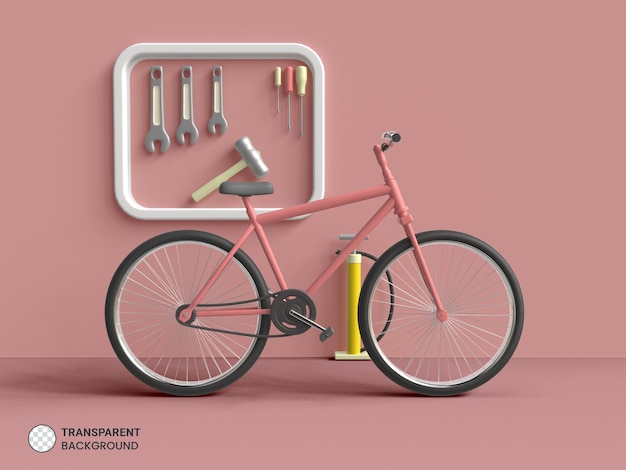 Icono de bicicleta aislado 3d render ilustración