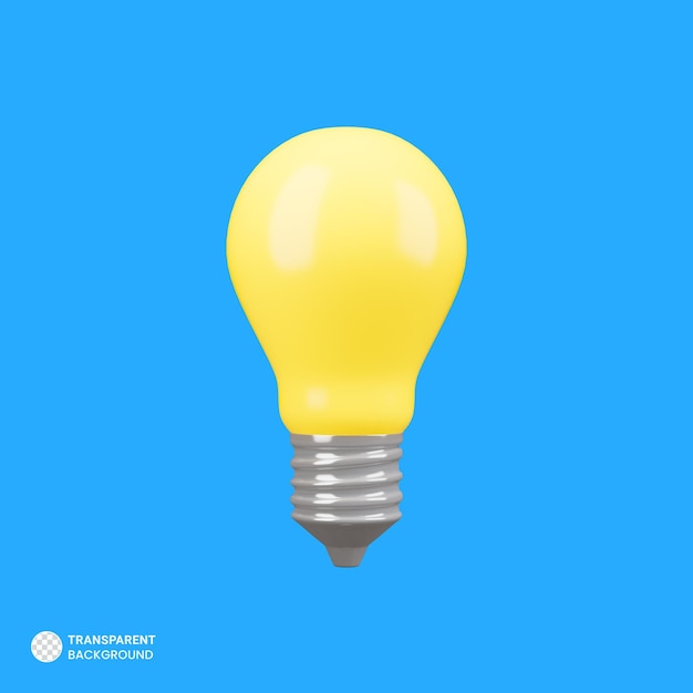 Icono de bombilla de elemento 3d Ilustración de renderizado 3d