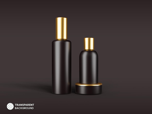 Icono de botella cosmética brillante aislado 3d render ilustración