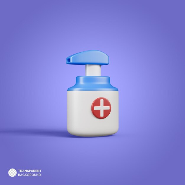 Icono de botella desinfectante Aislado 3d Render Ilustración