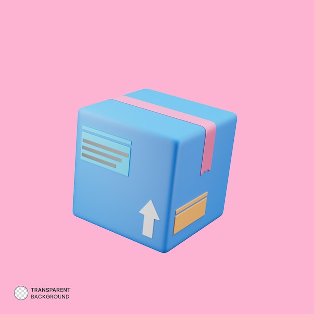 Icono de caja de cartón aislado 3d render ilustración