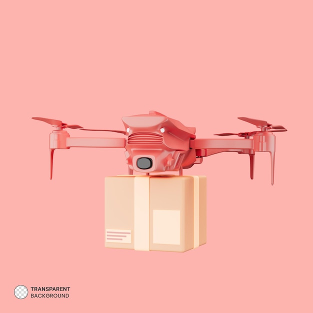 Icono de caja de entrega de drones renderizado 3d