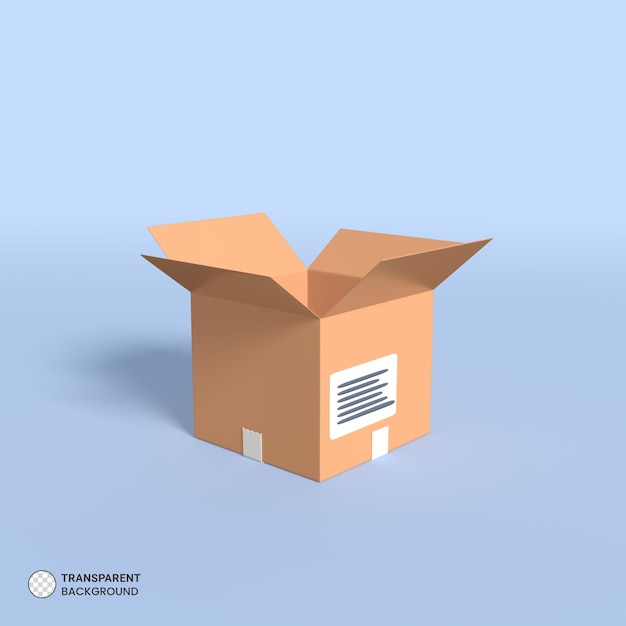 Icono de caja de entrega de paquetes de papel Ilustración de procesamiento 3d aislado