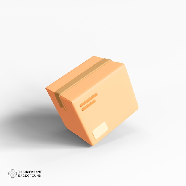 Icono de caja de entrega de paquetes de papel Ilustración de procesamiento 3d aislado